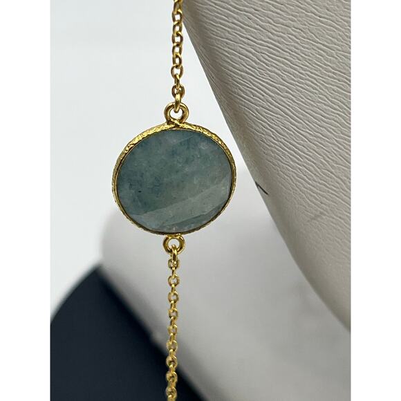 AV Argento Vivo Sterling Gold Vermeil Jadeite Station Opera Length Necklace - Picture 6 of 9